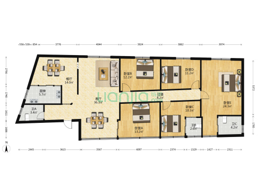 环山北路 5室2厅3卫 179平方