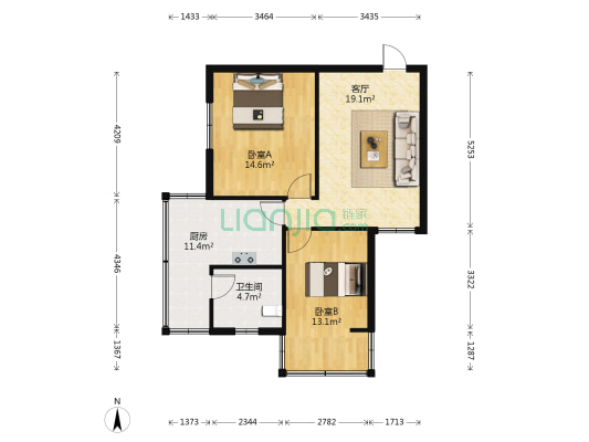 学士路13号 2室1厅1卫 70平方