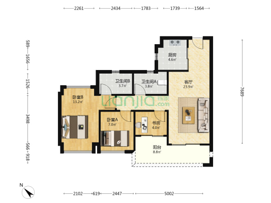 保利锦上 3室1厅2卫 87平方
