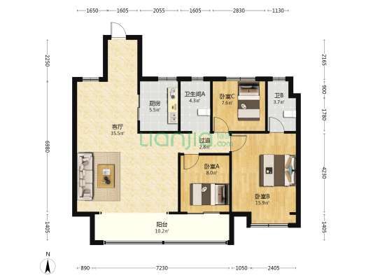 华安未来城 3室1厅2卫 143平方