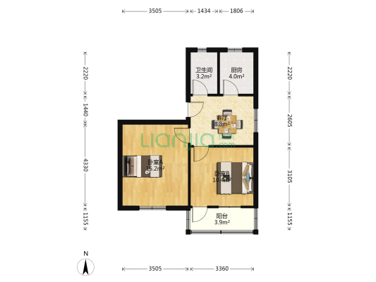 甸桥新村一区 2室1厅1卫 59平方