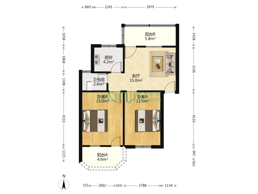 三六一四小区 2室1厅1卫 65平方