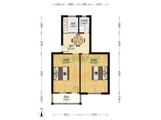 实小弄 2室1厅1卫 64平方