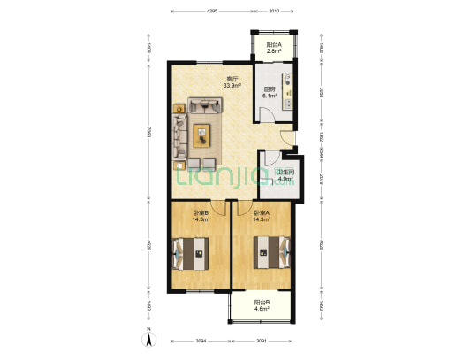 福慧花园 2室1厅1卫 103平方