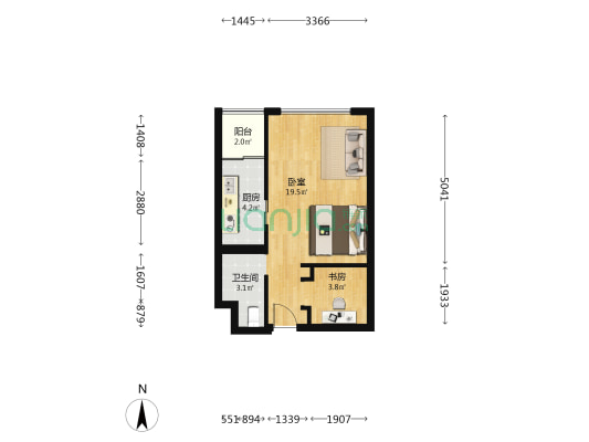 鑫远揽悦 2室0厅1卫 45平方