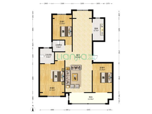 新盛尚和园西区 4室2厅2卫 157平方