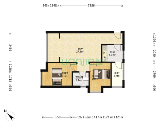 鹃城家园 2室1厅1卫 75平方