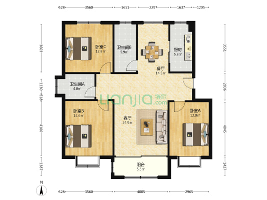 锦里7号7区 3室2厅2卫 123平方