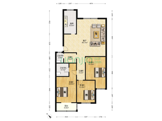 永康西路南五巷2号 3室1厅2卫 135平方