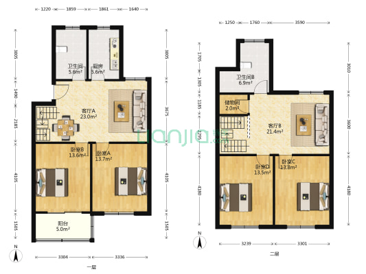 仁心苑 4室2厅2卫 118平方