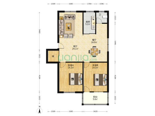 绿园新村 2室2厅1卫 99平方