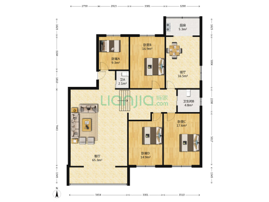 长青小区 4室2厅2卫 180平方
