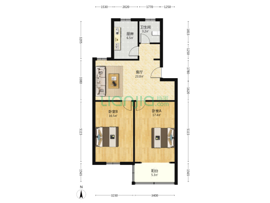 妙境路627弄 2室1厅1卫 89平方