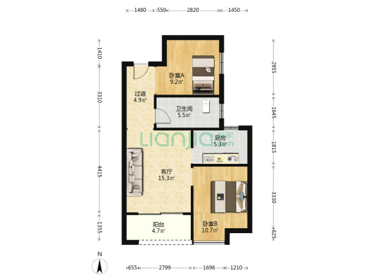 江宸佳园 2室1厅1卫 75平方
