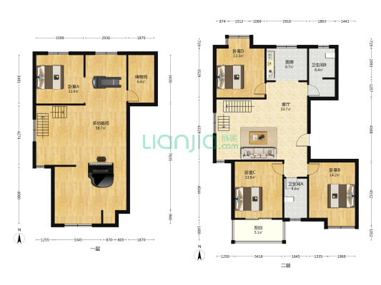 华夏银桂苑 5室1厅2卫 223平方