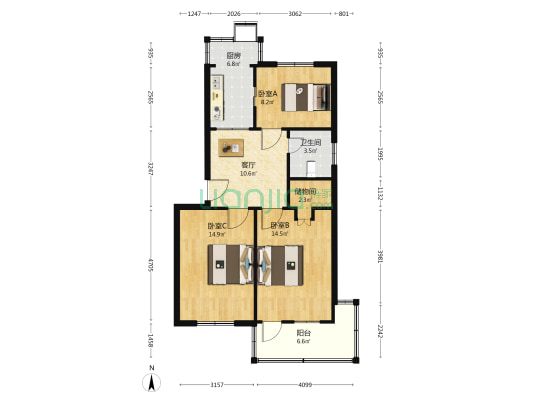 蒙城路186号 3室1厅1卫 70平方