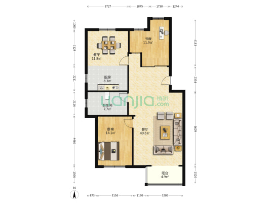 众和花园 2室2厅1卫 116平方