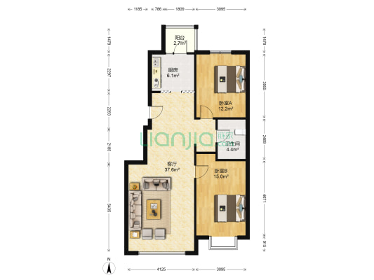 滨才凤栖湖 2室1厅1卫 99平方