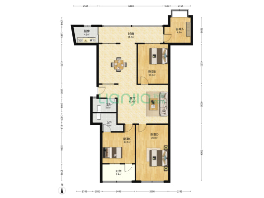 五三大道116号 4室1厅2卫 101平方