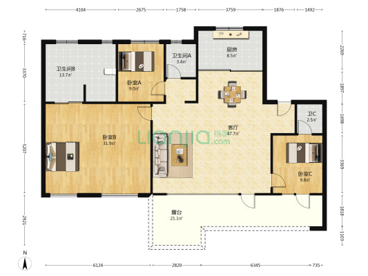 凤鸣润府 3室1厅3卫 183平方