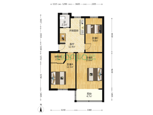 南师大西山 3室1厅1卫 72平方