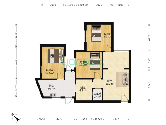 轴承一村 3室1厅1卫 58平方