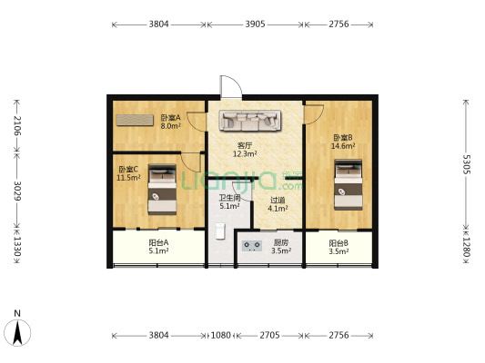 陇海东路56号 3室1厅1卫 83平方