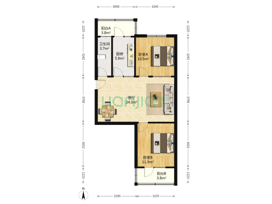 棉毯厂家属院 2室1厅1卫 75平方