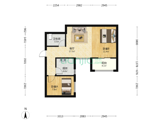 螺洲新城二区 2室1厅1卫 61平方