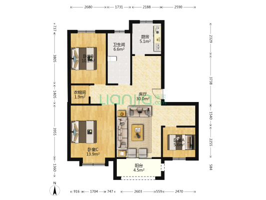 桥山嘉苑二区 3室1厅1卫 155平方
