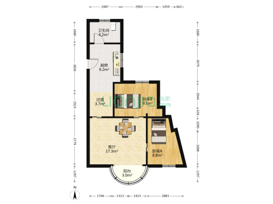 大南新村 2室1厅1卫 76平方