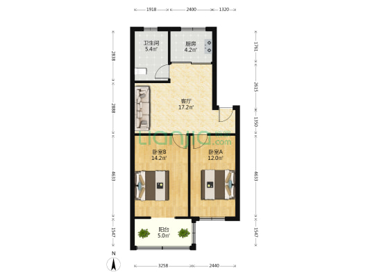 宝业小赭绿苑 2室1厅1卫 78平方