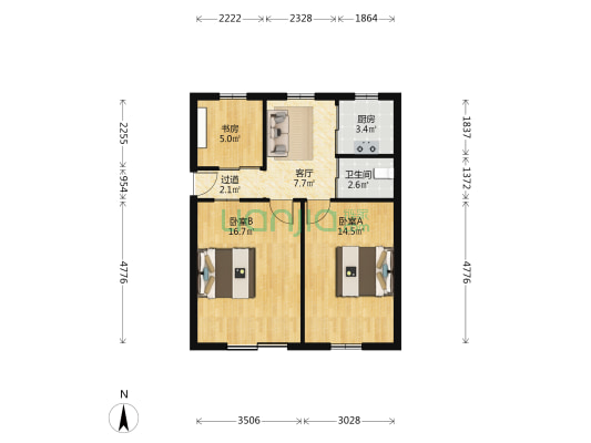 人民西路20号 3室1厅1卫 69平方