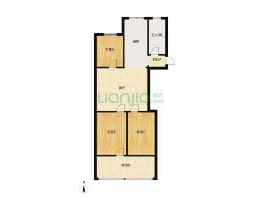 龙湖西门 丛台路滏西大街 中楼层三居室出售-户型图