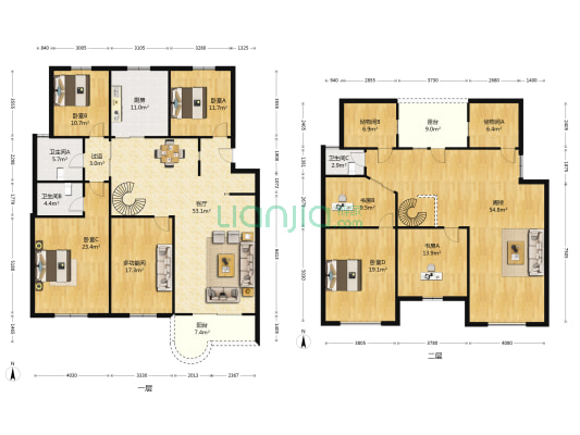 梅花山庄南华苑 7室1厅3卫 235平方