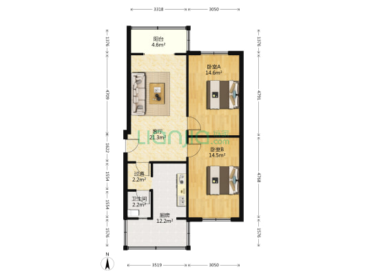 平安村1号 2室1厅1卫 79平方