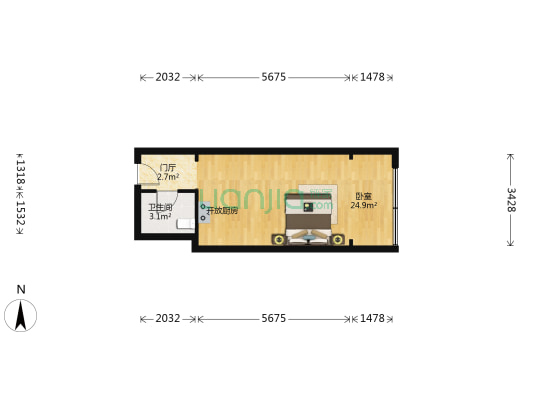 金安美豪国际公寓 1室0厅1卫 43平方