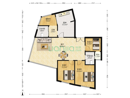 罗浮观海 3室1厅2卫 151平方
