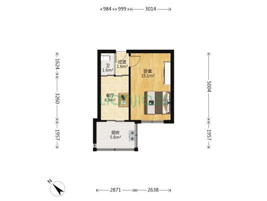 安详街 1室1厅1卫 34平方