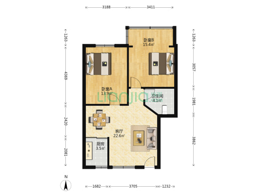 华强小区 2室1厅1卫 76平方