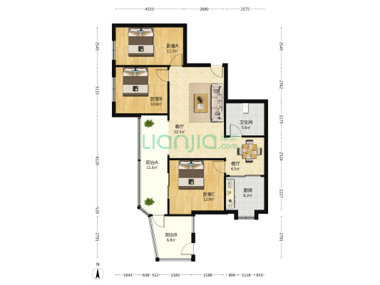 滨江东路228号 3室2厅1卫 105平方