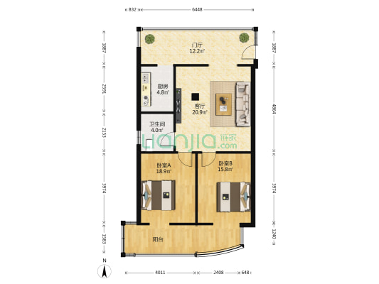 先锋营街 2室1厅1卫 70平方