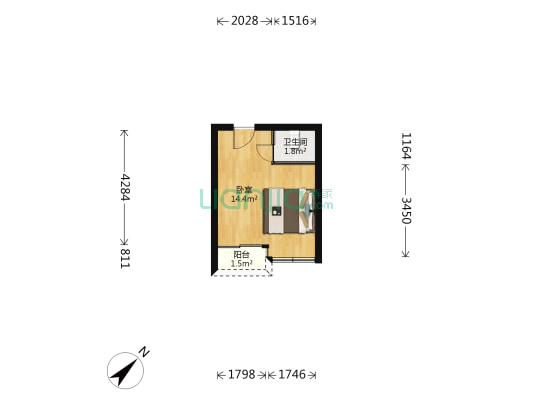 瑞银昌V+公寓 1室0厅1卫 26平方