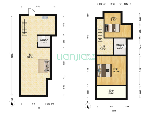 福晟钱隆珠宝城 2室1厅2卫 63平方