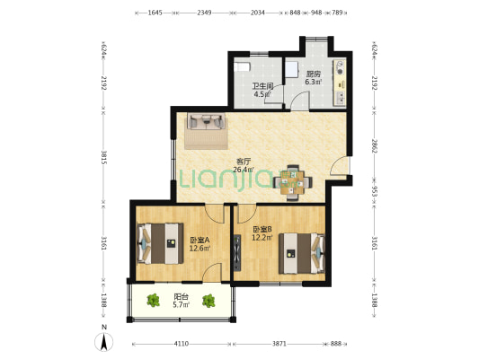 新建县气象局宿舍解放路 2室1厅1卫 78平方