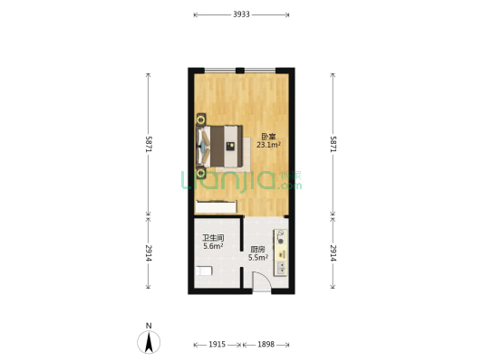 德城·星东铭苑 1室0厅1卫 53平方