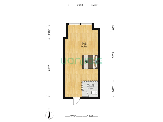 湖南大厦自贸中心 1室0厅1卫 47平方