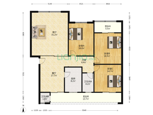 万春东路65号院 3室2厅2卫 150平方