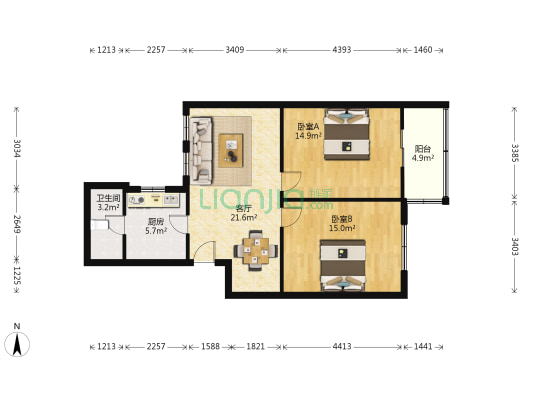 长沙航空技术学院住宅楼 2室1厅1卫 120平方