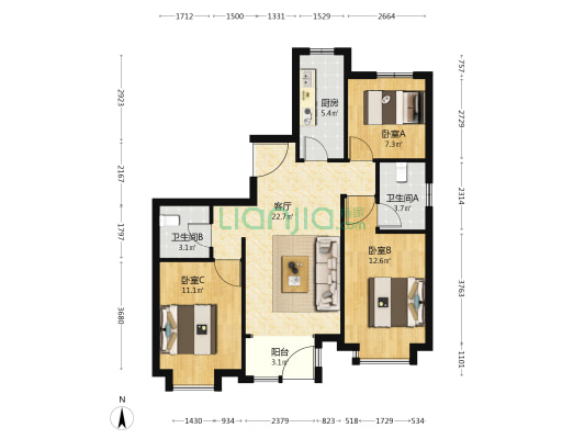 金融街·金悦郡 3室1厅2卫 99平方